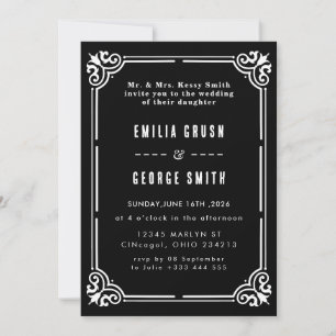 Convite de Casamento Elegante Vintage