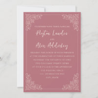 Convite de Casamento Elegante Vintage Blush Mauve