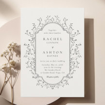Convite de Casamento Elegante Vintage Botânico Mar