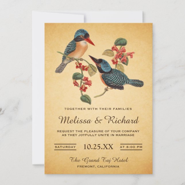 Convite de Casamento Elegante Vintage Romântico co (Frente)