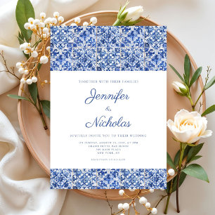 Convite de Casamento Elegantes Azulejos Mediterrân