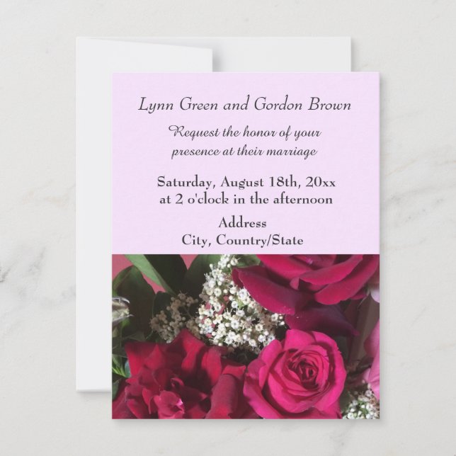 Convite de Casamento Elegantes Rosas Vermelhas (Frente)