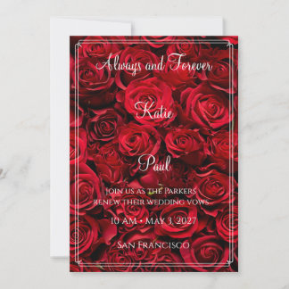 Convite de Casamento Elegantes Rosas Vermelhas | F