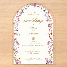 Convite de Casamento em Acrílico com Arco Floral E