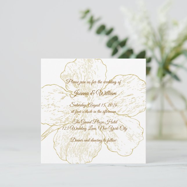 Convite de Casamento em Acrílico com Arte em Linha (Em pé/Frente)