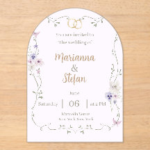 Convite de Casamento em Acrílico com Floral Elegan
