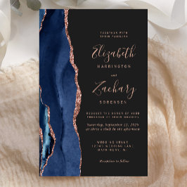 Convite de Casamento em Ágata Preta com Dourado Ro