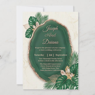 Convite de Casamento em Ágata Verde Esmeralda