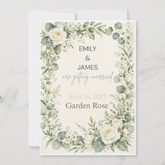 Convite de Casamento em Aquarela Botânica Verde Sá