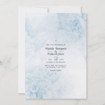 Convite de casamento em aquarela floral azul empoe