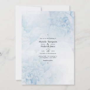 Convite de casamento em aquarela floral azul empoe