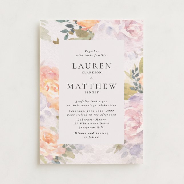 Convite de Casamento em Aquarela Floral Marfim Mod (Criador carregado)