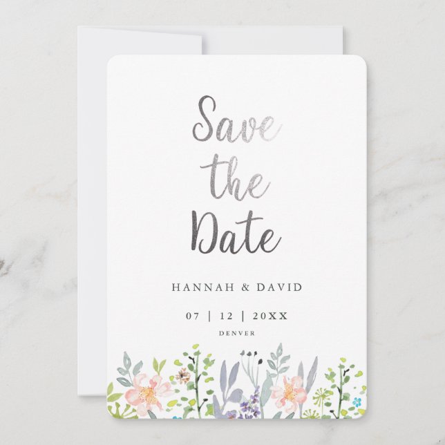 Convite de casamento em aquarela floral rosa cor d (Frente)