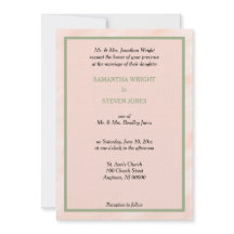 Convite de Casamento em Aquarela Rosa Bege e Verde