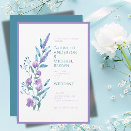 Convite de Casamento em Aquarela Roxo Lavanda Eleg