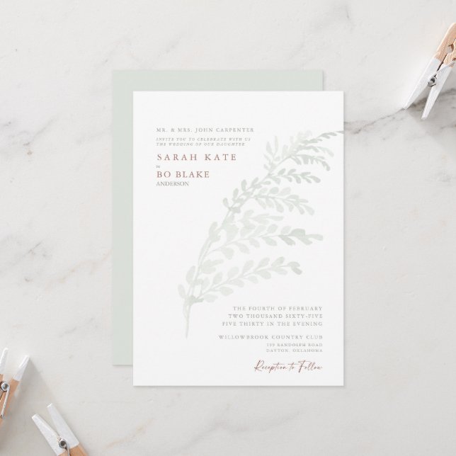 Convite de Casamento em Aquarela Simples de Outono (Frente/Verso In Situ)