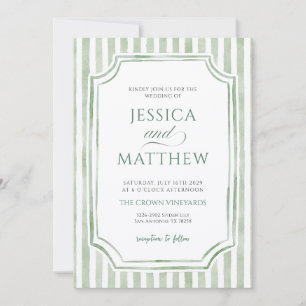 Convite de Casamento em Aquarela Verde Sage Listra