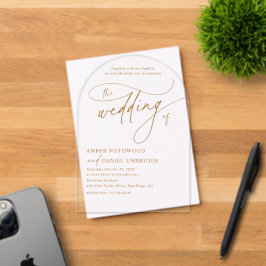 Convite de Casamento em Arco Floral de Ouro Branco