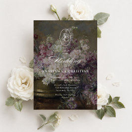 Convite de casamento em arte fina floral lilás vin