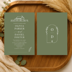 Convite de Casamento em Arte Linear Rancho Rústico