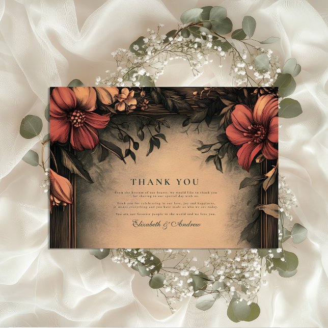Convite de Casamento em Arte Nova com Floral Escur (Criador carregado)