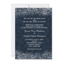 Convite de Casamento em Azul Marinho e Branco com 