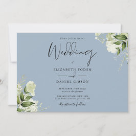 Convite de Casamento em Azul Poeira com Monograma 