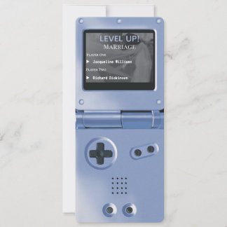 Convite de Casamento em Azul Retro de Jogo de Mão