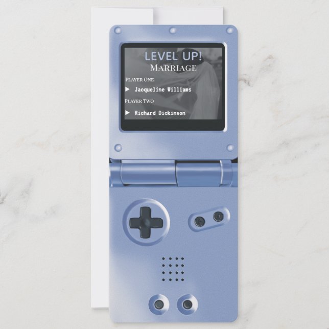 Convite de Casamento em Azul Retro de Jogo de Mão (Frente)