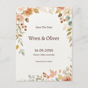 Convite de casamento em cartão-postal com ramo de