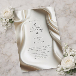 Convite de casamento em cetim branco elegante