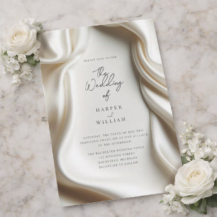Convite de casamento em cetim branco elegante