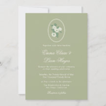 Convite de Casamento em Chinoiserie Verde Salvia