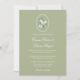 Convite de Casamento em Chinoiserie Verde Salvia