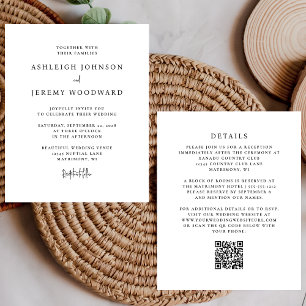 Convite de Casamento em Código QR Preto e Branco E