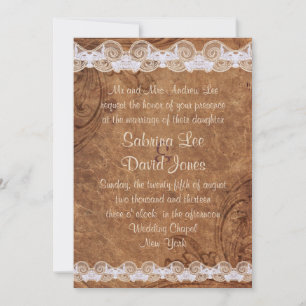 Convite de Casamento em Couro e Renda Vintage