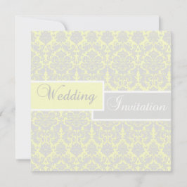Convite de Casamento em Damasco Amarelo, Branco e 