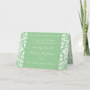 Convite de Casamento em Damasco Branco-Verde Salvi
