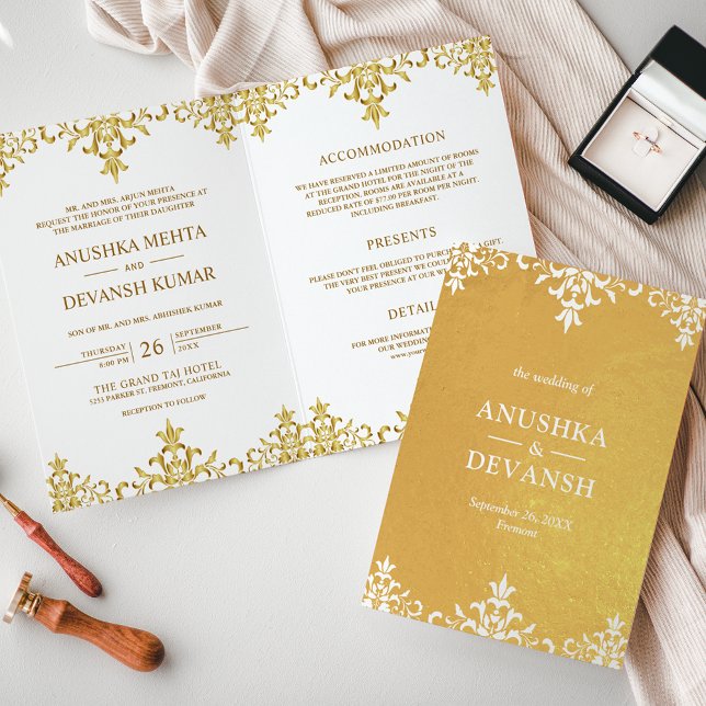 Convite de Casamento em Damasco em Ouro Branco Est (Criador carregado)