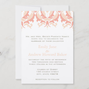 Convite de Casamento em Damask Coral Pêssego e Cog