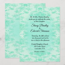 Convite de Casamento em Damask Verde Menta