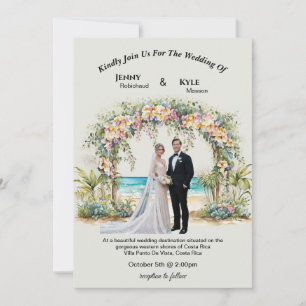 Convite de Casamento em Destino de Praia Tropical