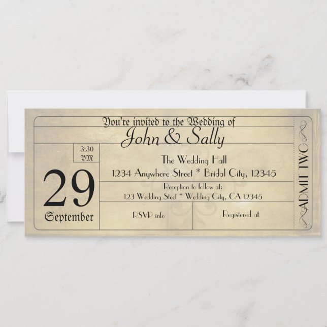 Convite de Casamento em Estilo Antigo Vintage (Frente)
