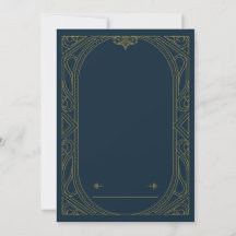 Convite de Casamento em Estilo Art Déco Azul Escur