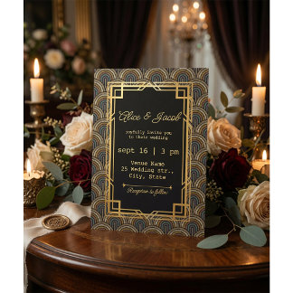 Convite de Casamento em Estilo Bordado Art Déco