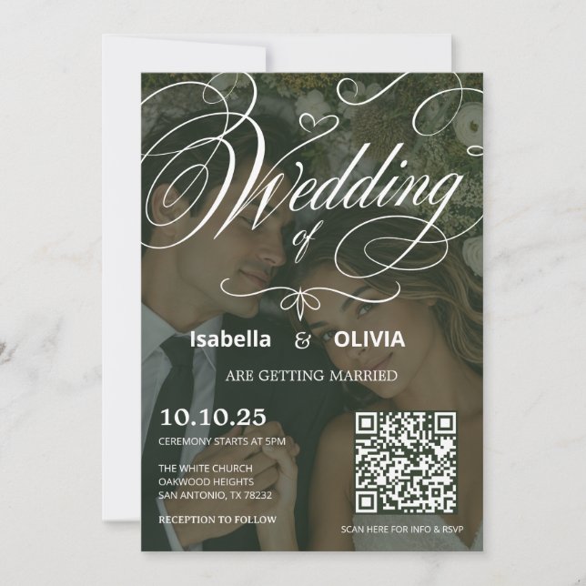 Convite de Casamento em Estilo de Revista Moderna  (Frente)