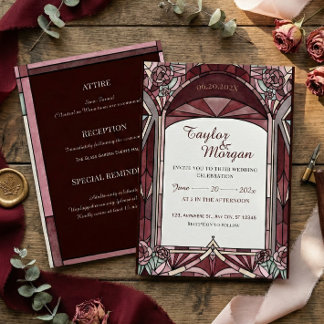 Convite de casamento em estilo vitral