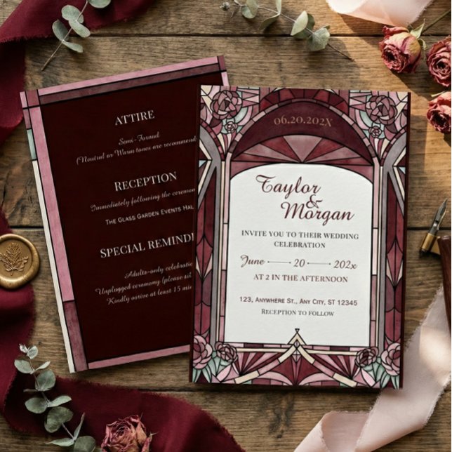 Convite de casamento em estilo vitral (Criador carregado)