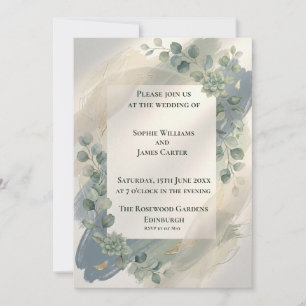 Convite de Casamento em Eucalipto Cinza Azul