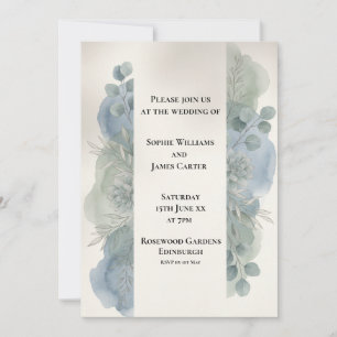 Convite de Casamento em Eucalipto Cinza Azul
